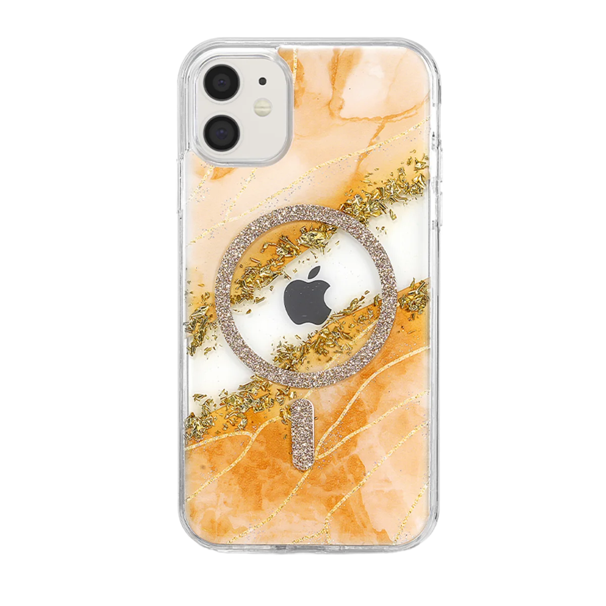 Onegif Apple iPhone 11 Lotus Simli Magsafe Kapak - Turuncu görsel 3