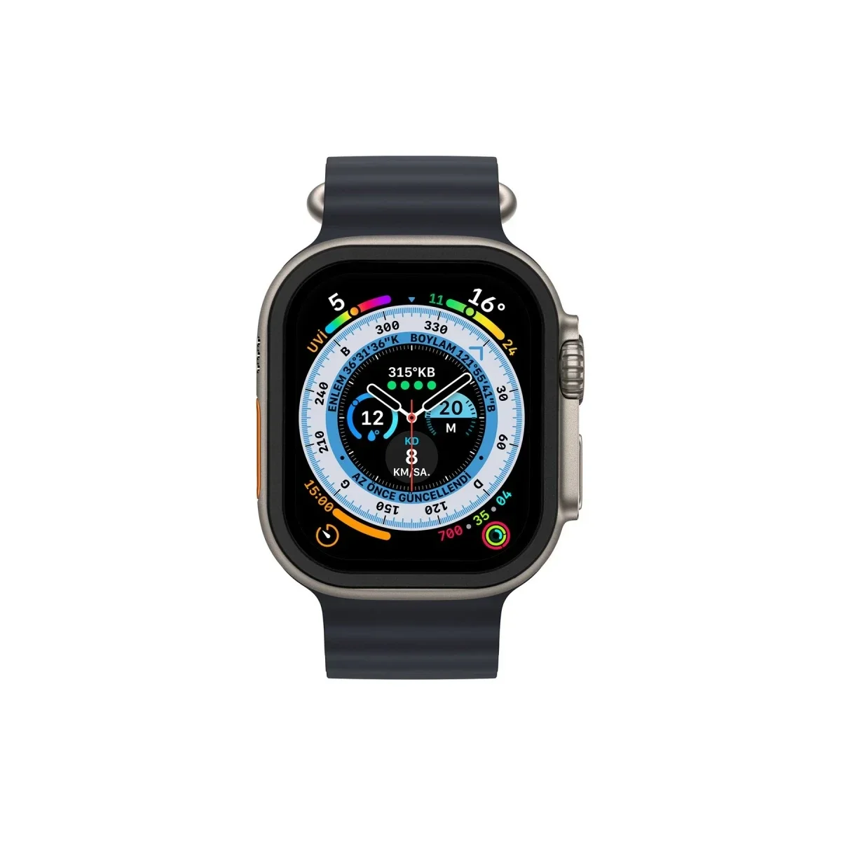 Apple Watch Ultra 49mm Alüminyum Kasa Cam Ekran Koruyucu - Siyah görsel 3