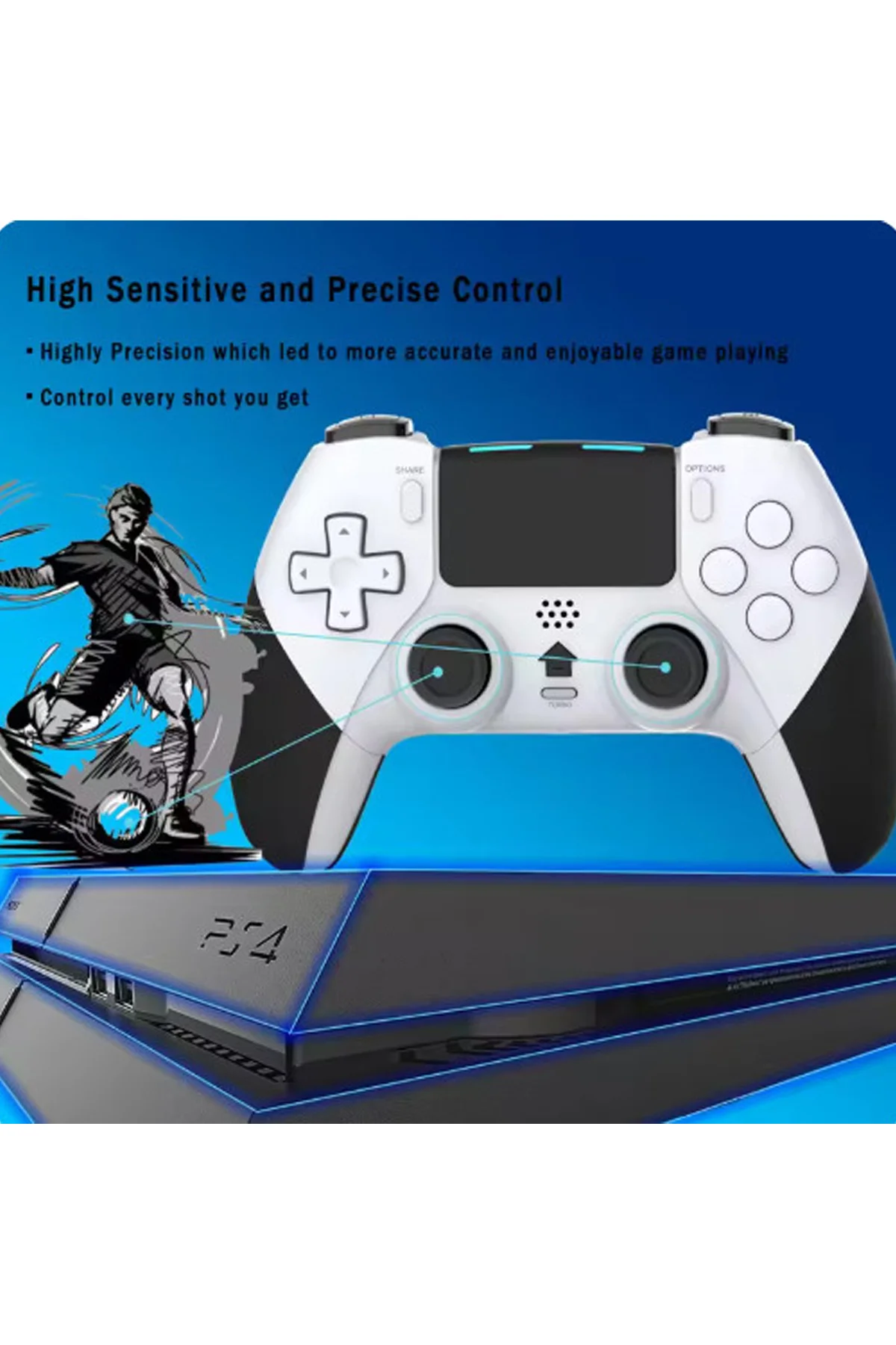 P4 Plus Bluetooth Titreşimli Ps4/ps5 Uyumlu Pc Telefon Joystick Kablosuz Oyun Kolu siyah görsel 3
