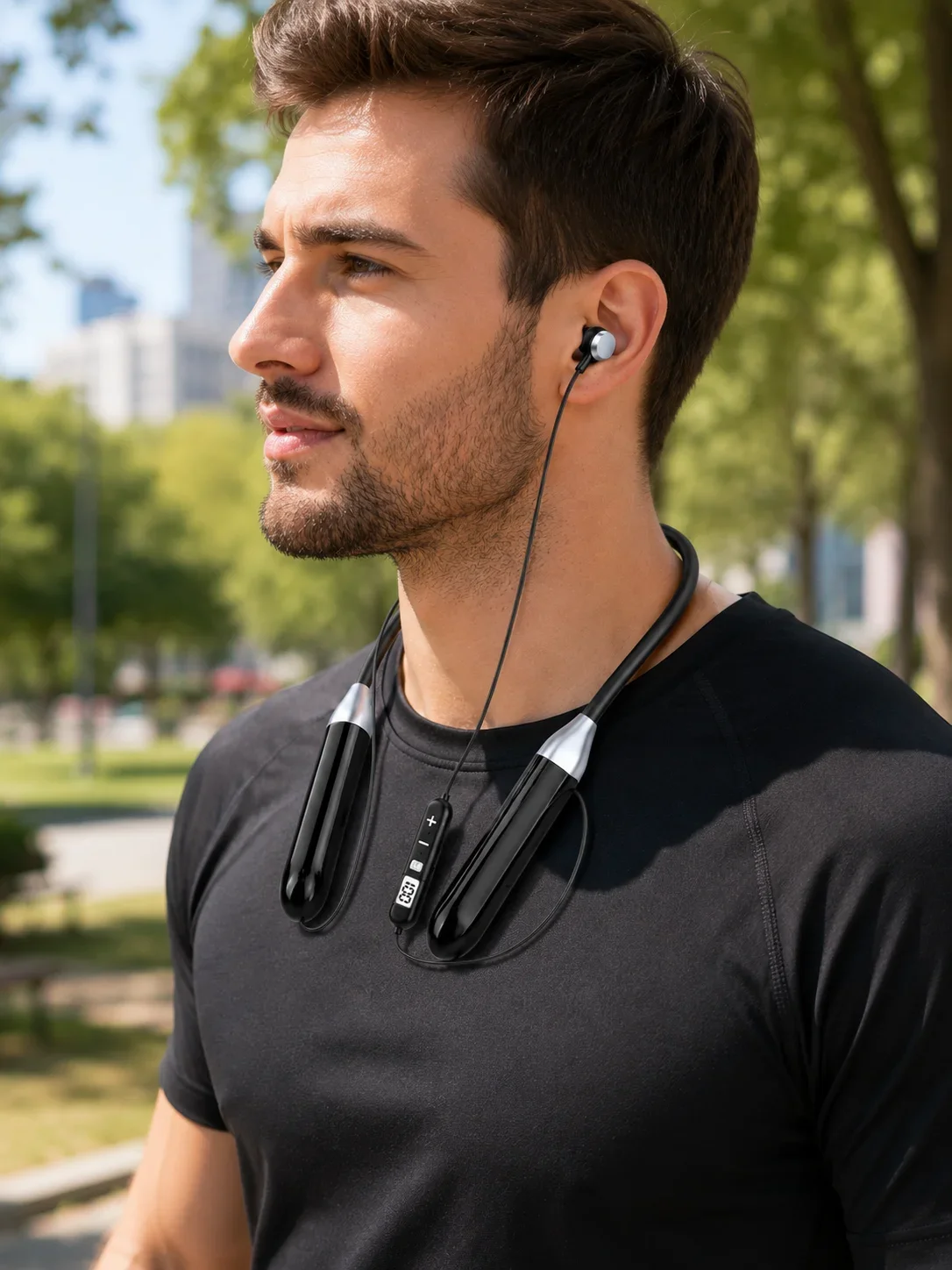 Spor İçin Bluetooth Boyun Kulaklığı krofonlu Kablosuz Kulak İçi Müzik ve Telefon Kulaklığı görsel 4