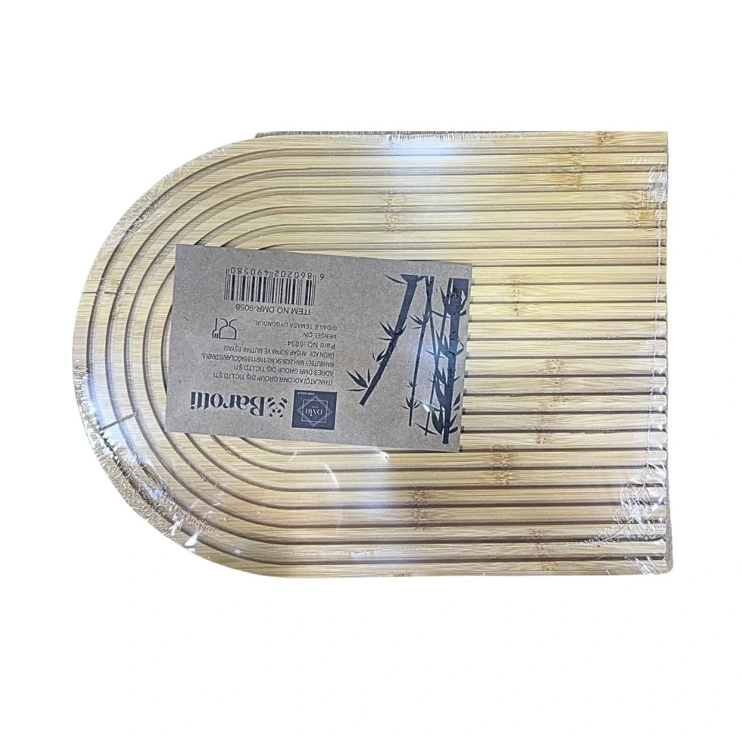 Bambu Oval Çizgili Sunumluk
