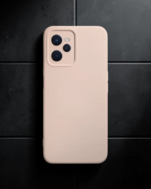 Realme C35 Kılıf Nano İçi Kadife Silikon - Pudra