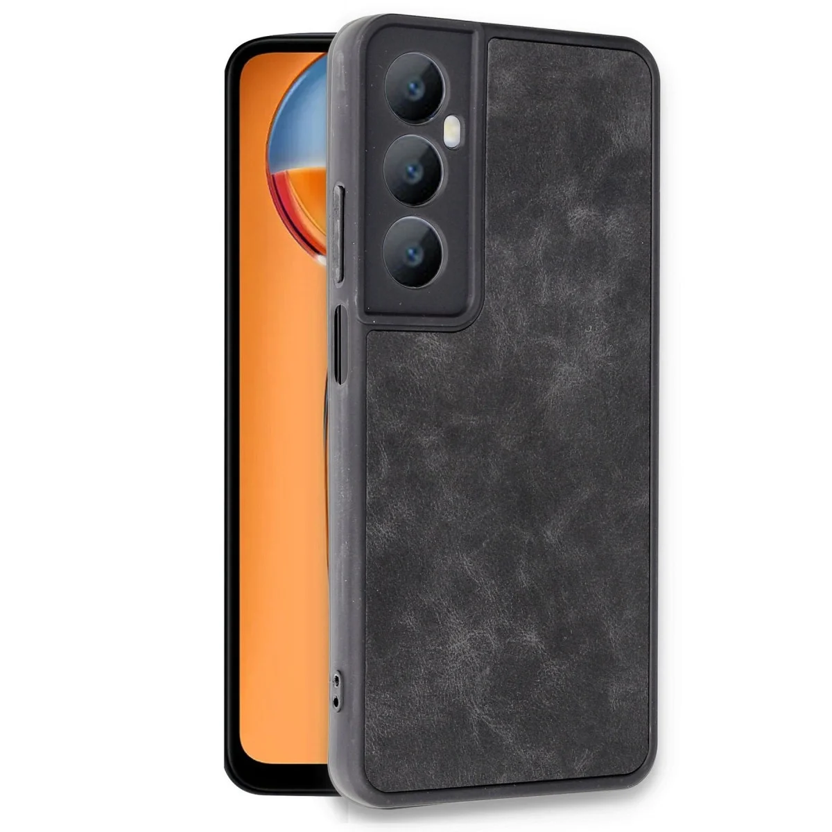 Realme C65 Kılıf Aras Deri Kapak - Siyah görsel 2