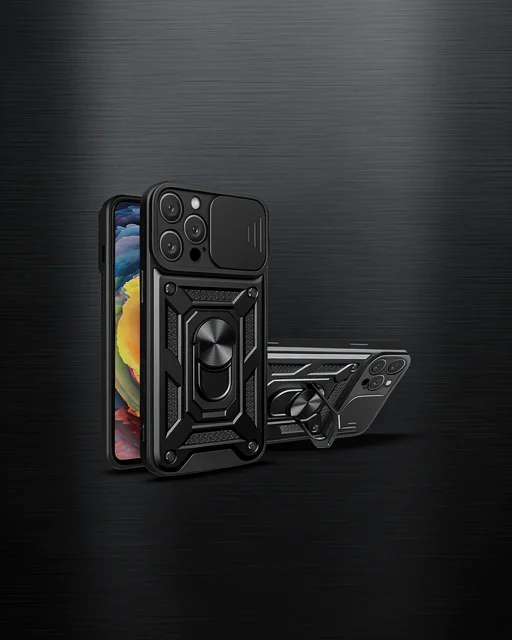 Apple İphone 16 Pro Kılıf Pars Lens Yüzüklü Silikon - Siyah