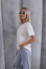 Kadın Bisiklet Yaka Drape Görünümlü Modern Bluz - Görsel 4