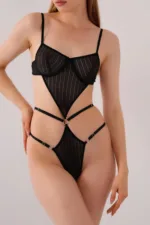 Siyah Dekolteli Balenli  İç Giyim Body TM1408 - Görsel 3