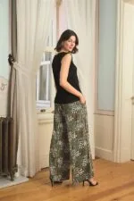 Çiçek Yaprak ve Etnik Desenli Dantelli 3’lü Pijama Takımı - Görsel 7