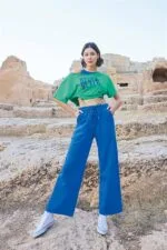 Kısa Kollu “Never Give Up” 3’lü Crop Eşofman Takımı - Görsel 5