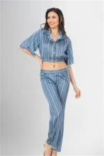 2’li Desenli Saten Pijama Takımı