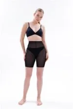 Siyah MI EMAY 2705 Lazer Tül Toparlayıcı Paçalı Boxer Hayalet Korse