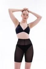Siyah MI EMAY 2705 Lazer Tül Toparlayıcı Paçalı Boxer Hayalet Korse - Görsel 6