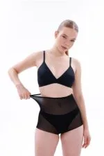 Siyah MI EMAY 2706 Lazer Tül Toparlayıcı Slip Hayalet Külot Korse - Görsel 4