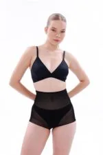 Siyah MI EMAY 2706 Lazer Tül Toparlayıcı Slip Hayalet Külot Korse