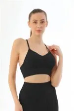 Siyah MI Emay 3921 Soft Seamless Ripli Tayt Yoga Takımı - Görsel 3