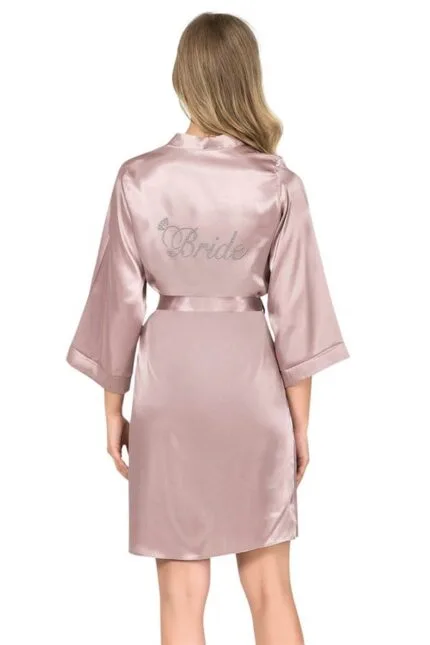 Vizon Kısa Saten Bride Sabahlık