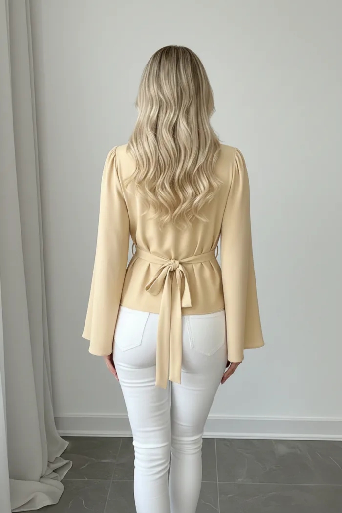 Kadın İspanyol Kollu Modern Stil Bluz - Görsel 3