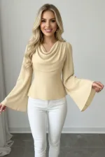 Kadın İspanyol Kollu Modern Stil Bluz - Görsel 4