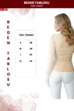 Kadın Krep Kumaş Drapeli Modern Bluz - Görsel 5