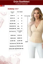 Kadın Krep Kumaş Drapeli Modern Bluz - Görsel 6