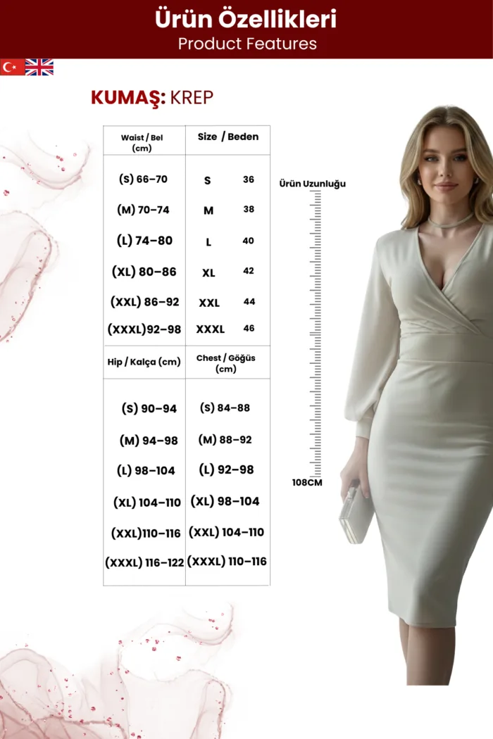 Kadın Manşet Detaylı Modern Elbise - Görsel 6