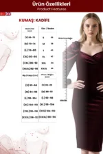 Kadın Kalp Yaka Kadife Yırtmaçlı Elbise - Görsel 6