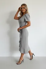 Kadın Günlük Stil Kruvaze Elbise - Görsel 3