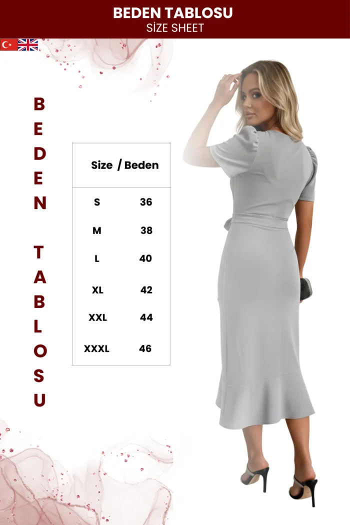 Kadın Günlük Stil Kruvaze Elbise - Görsel 5