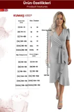 Kadın Günlük Stil Kruvaze Elbise - Görsel 6