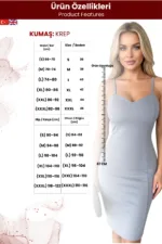 Mevsimlik Krep Kumaş Askılı Kalem Elbise - Görsel 6