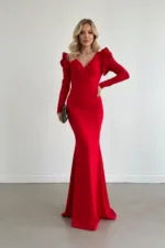 Kadın Omuz Vatkalı Güçlü Abiye Elbise