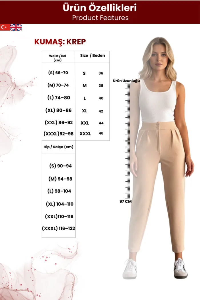 Kadın İthal Krep Trend Pantolon - Görsel 6