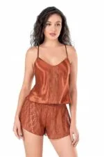 Tarçın Saten Babydoll Şort Takımı - Görsel 2