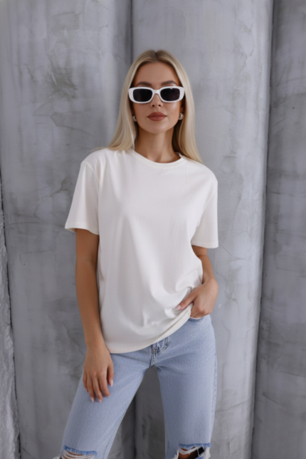 Kadın Bisiklet Yaka Drape Görünümlü Modern Bluz