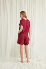 Closet Kısa Kollu Dantelli V Yaka Şort Pijama Takımı - Görsel 7