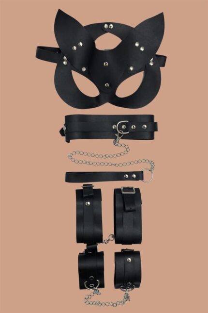 Siyah 4'lü Maske ,Tasma,Kelepce Harness Set