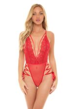 İp Detaylı Dantelli Kırmızı Body - Görsel 4