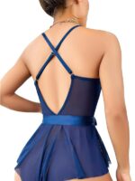 Mavi Dantel İşlemeli Kurdelalı Tül Babydoll - Görsel 3