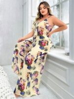Özel Tasarım Büyük Beden Çiçek Desenli İnce Askılı 2’li Pijama Takımı