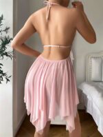 Pembe Kelebek İşlemeli Tül Gecelik - Görsel 7