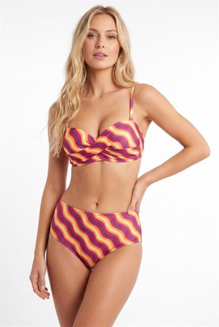 Closet Renkli Straplez Yüksek Bel Bikini Takımı