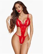 Closet Özel Bölgesi Açık Göğüs Detaylı Kırmızı  Body